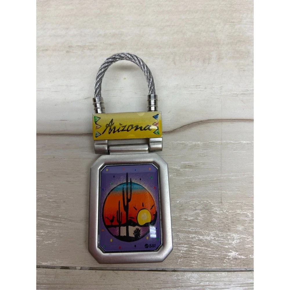 Vintage Arizona Sunset Keychain Travel Souvenir